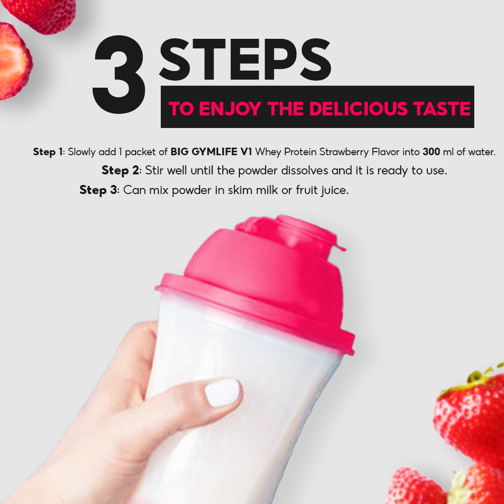 ПИЩЕВАЯ ДОБАВКА BIG GYMLIFE V1 СЫВОРОТОЧНЫЙ ПРОТЕИН СО ВКУСОМ КЛУБНИКИ — изображение 4